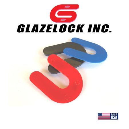 Glazelock 1/4" 2"L x 1 1/2"W 1/2" Slot, U-shaped Horseshoe Plastic Flat Shims Black 1000pc/box GLZ13